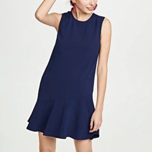 LIKE NEW Diane Von Furstenberg Alyson Navy Blue Sleeveless Flounce Dress Sz 2